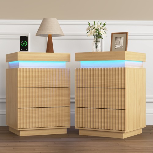 2pcs wood end table - 2pcs, usb