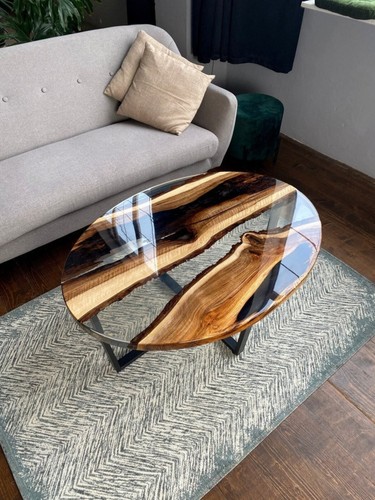 Clear epoxy resin coffee table - epoxy,