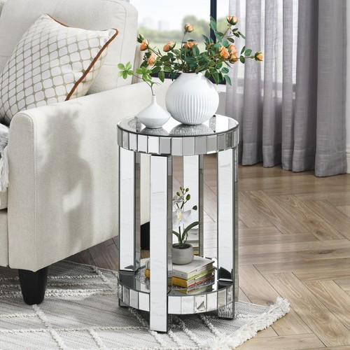 Silver round mirrored end - round,